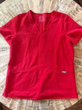 FIGS Red Casma Women Scrub Top